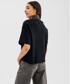 tee-shirt manches courtes et col rond coupe oversize femme noir standard t-shirts manches courtesG484201_3