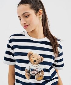 tee-shirt manches courtes et col rond a rayures femme - lulucastagnette imprime t-shirts manches courtesG484301_4