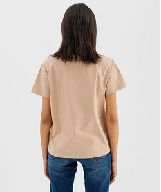 tee-shirt manches courtes et col rond avec inscription brodee femme - lulucastagnette marron standard t-shirts manches courtesG484401_3