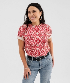 tee-shirt manches courtes imprime femme rouge standard t-shirts manches courtesG484601_2