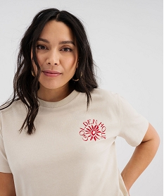 tee-shirt manches courtes avec inscription positive femme beige t-shirts manches courtesG484701_2