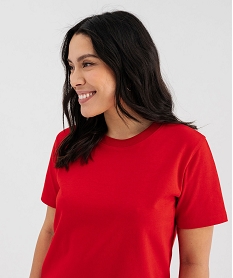 tee-shirt manches courtes et col rond uni en coton resistant femme rouge standard t-shirts manches courtesG485101_2