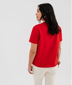 tee-shirt manches courtes et col rond uni en coton resistant femme rouge standard t-shirts manches courtesG485101_3