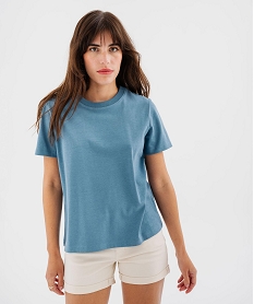 tee-shirt manches courtes et col rond uni en coton resistant femme bleu standard t-shirts manches courtesG485201_2