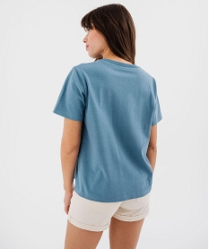 tee-shirt manches courtes et col rond uni en coton resistant femme bleu standard t-shirts manches courtesG485201_4