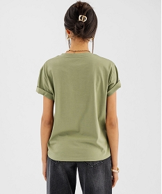 tee-shirt manches courtes col v uni en coton femme kaki standard t-shirts manches courtesG485501_3