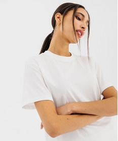 tee-shirt manches courtes col rond uni en coton femme blanc standard t-shirts manches courtesG485801_2