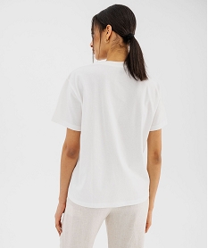 tee-shirt manches courtes col rond uni en coton femme blanc standard t-shirts manches courtesG485801_3