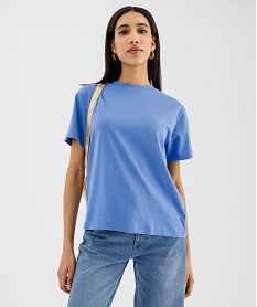 tee-shirt manches courtes col rond uni en coton femme bleu standard t-shirts manches courtesG486001_2