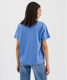 tee-shirt manches courtes col rond uni en coton femme bleu standard t-shirts manches courtesG486001_3