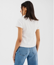 tee-shirt manches courtes et col rond en maille cotelee femme blanc chine t-shirts manches courtesG486101_3
