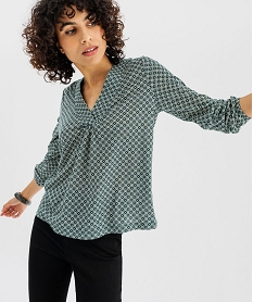 tee-shirt manches longues imprime col v fantaisie femme vert standard t-shirts manches longuesG487601_3