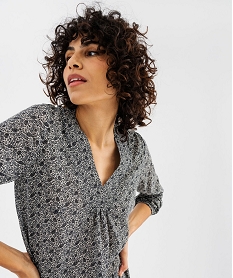 tee-shirt manches longues imprime col v fantaisie femme bleu t-shirts manches longuesG487801_2