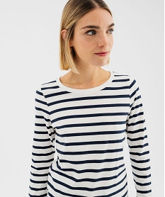tee-shirt raye a manches longues femme bleu t-shirts manches longuesG488101_2