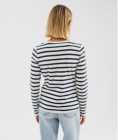 tee-shirt raye a manches longues femme bleu t-shirts manches longuesG488101_3
