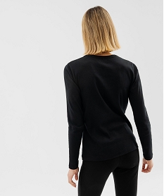 tee-shirt manches longues en maille cotelee femme noir t-shirts manches longuesG488201_3