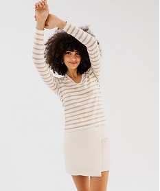 tee-shirt manches longues et col v a rayures femme imprime t-shirts manches longuesG488501_4