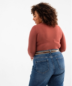 tee-shirt manches longues en viscose stretch cotelee femme grande taille rouge t-shirts manches longuesG488601_3
