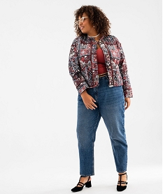 tee-shirt manches longues en viscose stretch cotelee femme grande taille rouge t-shirts manches longuesG488601_4