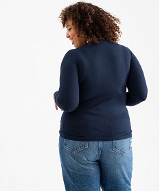 tee-shirt manches longues en viscose stretch cotelee femme grande taille navy t-shirts manches longuesG488701_3