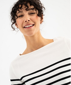 tee-shirt manches longues raye en coton epais femme kaki chine t-shirts manches longuesG489301_2