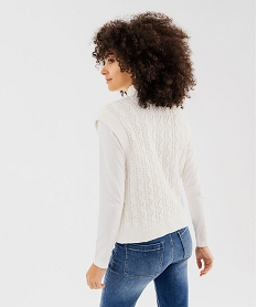 pull effet 2-en-1 avec tee-shirt femme - lulucastagnette blanc chine t-shirts manches longuesG489801_3
