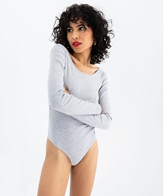 body a manches longues en maille cotelee femme gris t-shirts manches longuesG490401_2