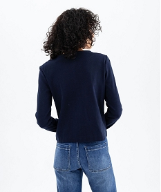veste legere a col rond avec boutons metalliques femme - lulucastagnette noir chine t-shirts manches longuesG490601_3