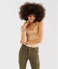 GEMO Débardeur uni à fines bretelles femme beige standard