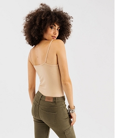 debardeur uni a fines bretelles femme beige debardeursG490901_3