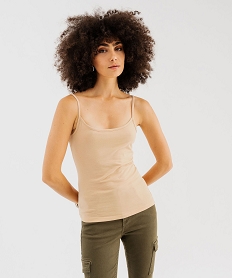 debardeur uni a fines bretelles femme beige debardeursG490901_4