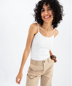 GEMO Débardeur à fines bretelles en microfibre femme blanc chine