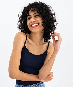 debardeur a fines bretelles en microfibre femme bleu debardeursG491101_2