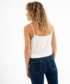 debardeur a fines bretelles bi-matieres femme blanc chine debardeursG491301_3