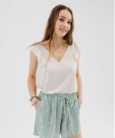 tee-shirt sans manches paillete et volante femme blanc chine debardeursG493201_1