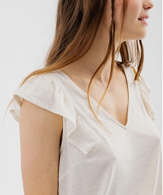 tee-shirt sans manches paillete et volante femme blanc chine debardeursG493201_2