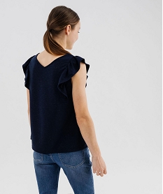 tee-shirt sans manches paillete et volante femme bleu debardeursG493301_3