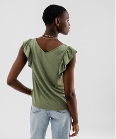 tee-shirt sans manches paillete et volante femme kaki standard debardeursG493401_3