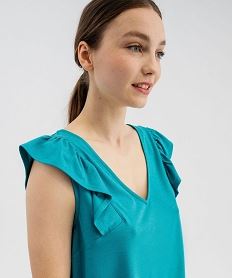 tee-shirt sans manches paillete et volante femme bleu standard debardeursG493501_2