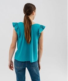 tee-shirt sans manches paillete et volante femme bleu standard debardeursG493501_3