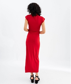 robe longue en microfibre a manches courtes femme rouge standardG494401_3