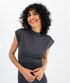 robe longue en microfibre a manches courtes femme gris standardG494501_2