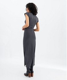 robe longue en microfibre a manches courtes femme gris standardG494501_3