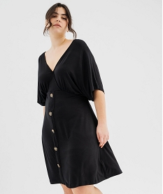 GEMO Robe en maille fluide et extensible col cache-cœur femme grande taille noir standard