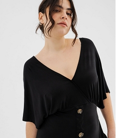 robe en maille fluide et extensible col cache-cœur femme grande taille noir standardG494601_2
