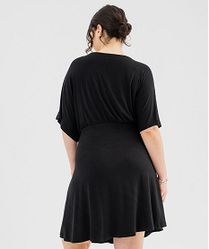 robe en maille fluide et extensible col cache-cœur femme grande taille noir standardG494601_3