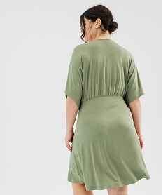 robe en maille fluide et extensible col cache-cœur femme grande taille kaki standardG494701_3