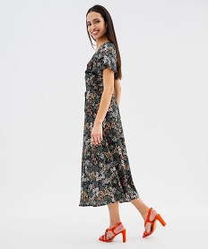 robe longue en maille gaufree a col cache-cœur femme imprime fleuriG494901_3