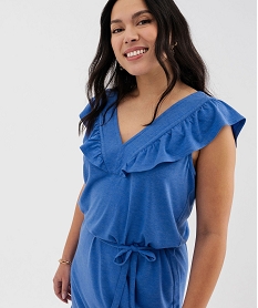 robe tee-shirt avec volant sur les epaules femme bleu standardG495001_2