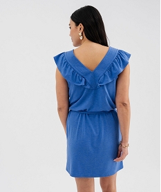 robe tee-shirt avec volant sur les epaules femme bleu standardG495001_3
